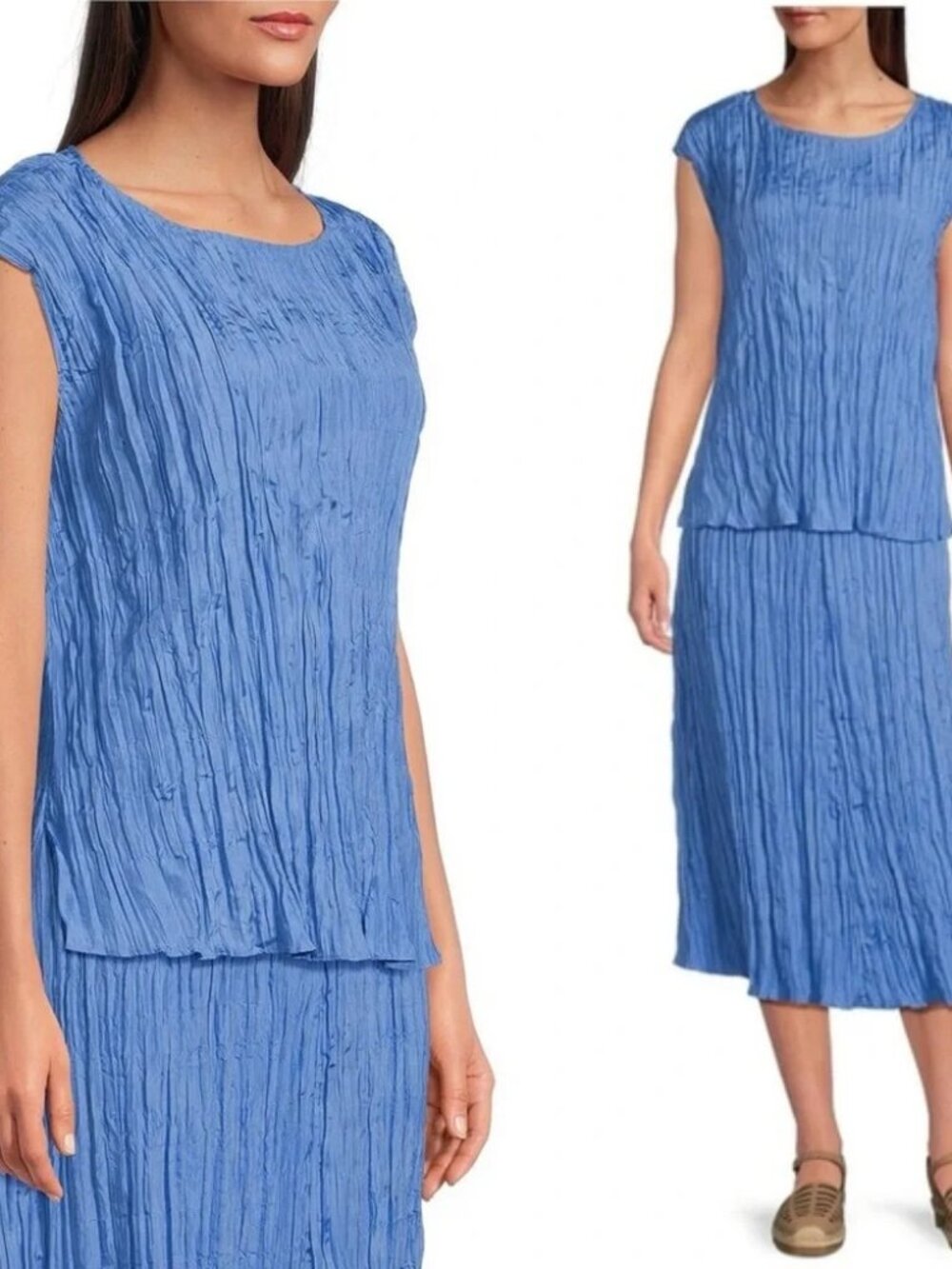 NWT Eileen Fisher ULTRAMARINE Crushed Silk Top